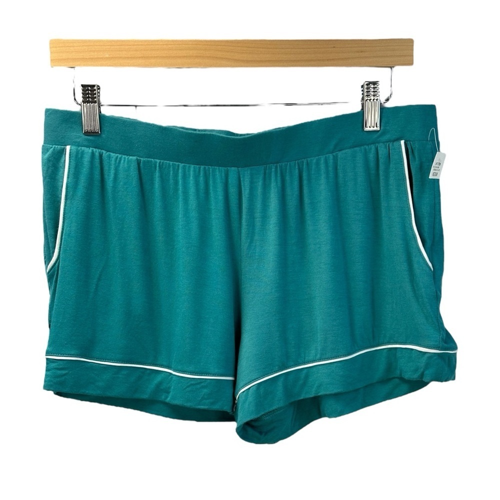 Alfani 2-piece Notch Collar Button Down Pajama Short Set - Teal Blue Green - Med - Picture 4 of 11
